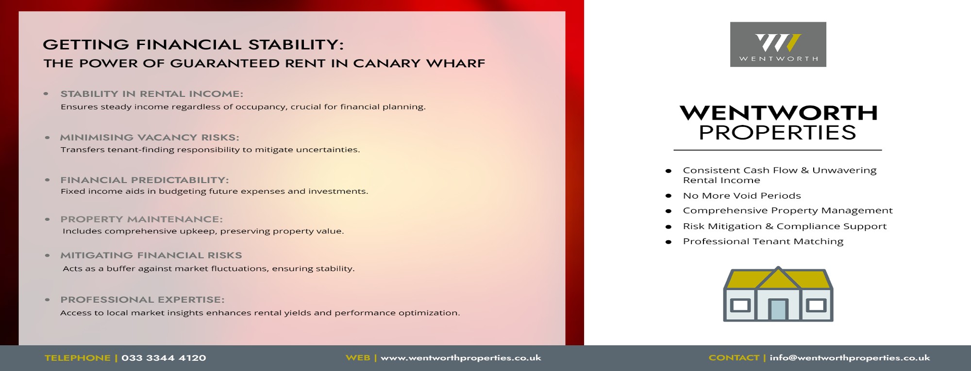 information about Guaranteed rent in Canary Wharf